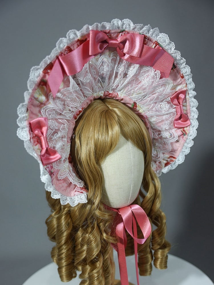 Bonnet White Yellow / Pink Lolita Sweet