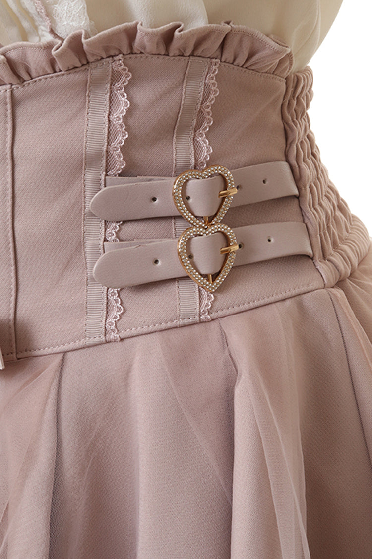 High Waist Mesh Buckle Skirt - Jirai Kei Fashion