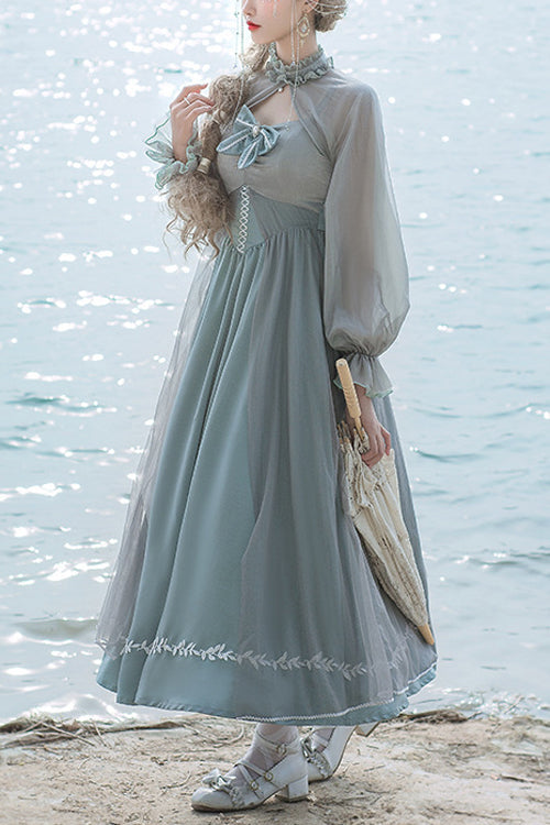 Green Chiffon High-Waist Classic OP Dress