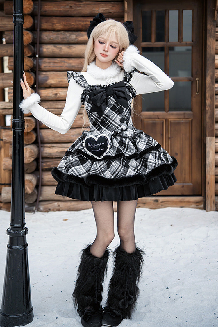 Letters Poems Snowy Night Serenade Triple-Layered Print Ruffle Bowknot Sweet Lolita Jsk Dress Set