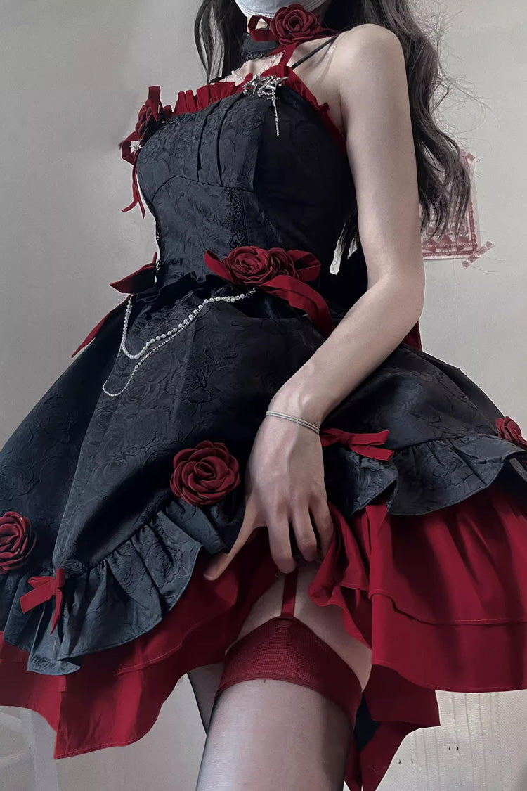 Red/Black Print Ruffle Bow Gothic Princess Jsk Dress