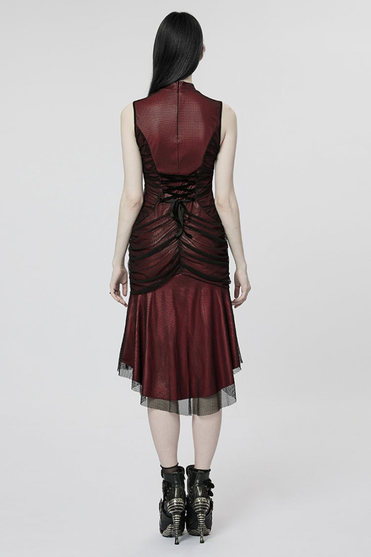 Slim Fishtail Mesh Sleeveless Gothic Dress