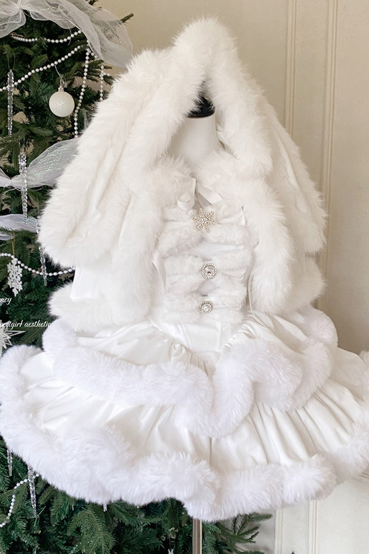 Ivory Double-Layered Bow Princess Strapless Dress