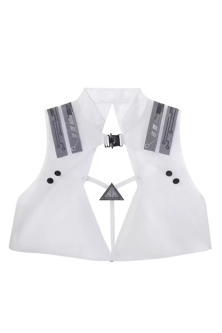 Ivory Printed Sci-Fi Techwear Punk JSK Dress Set - Tech Light Realm