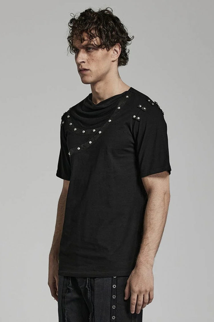 Asymmetric Steampunk Tee for Men with Daily Wear Style