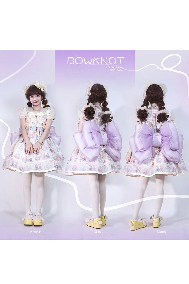 Violet Large Bow Metal Heart Tag Doll Backpack
