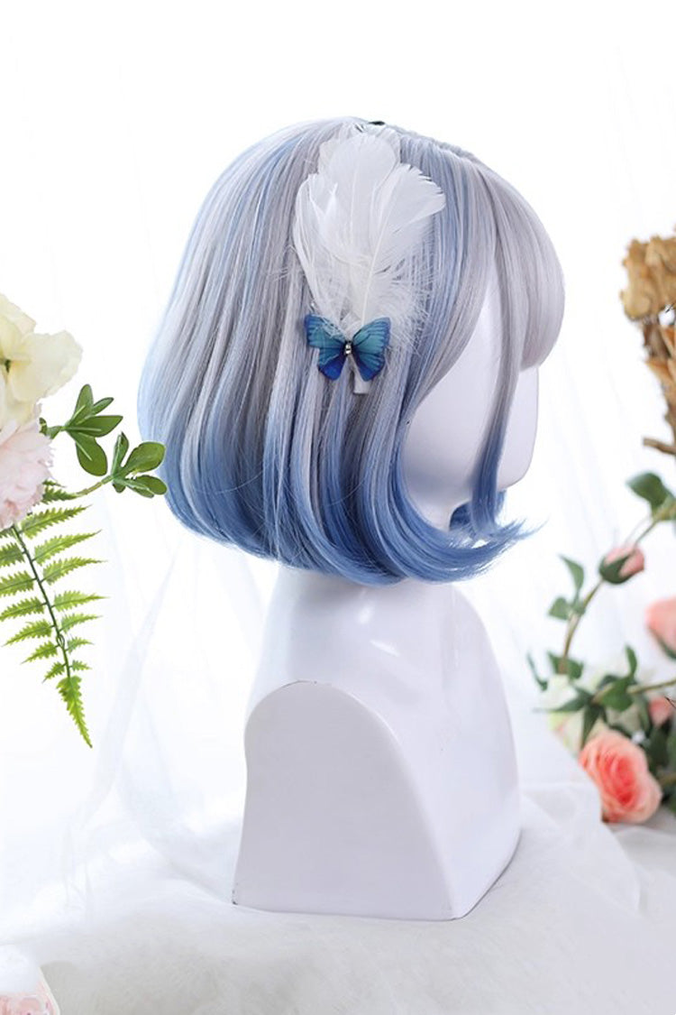 Cute Gradient Bob Wig with Inward Curly Bangs in Two Colors
