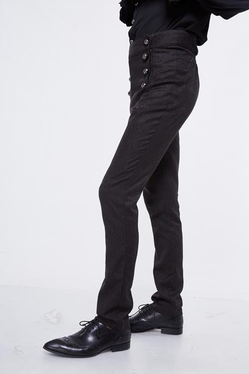 Gothic Wedding Jacquard Trousers with High Waist, Slim Fit
