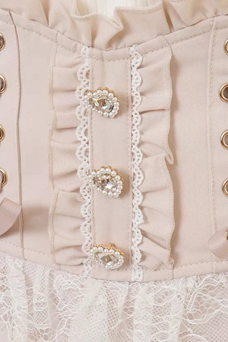 Adorable Triple-Tier Ruffled Lace-Up Skirt with Lace Accents in Three Shades