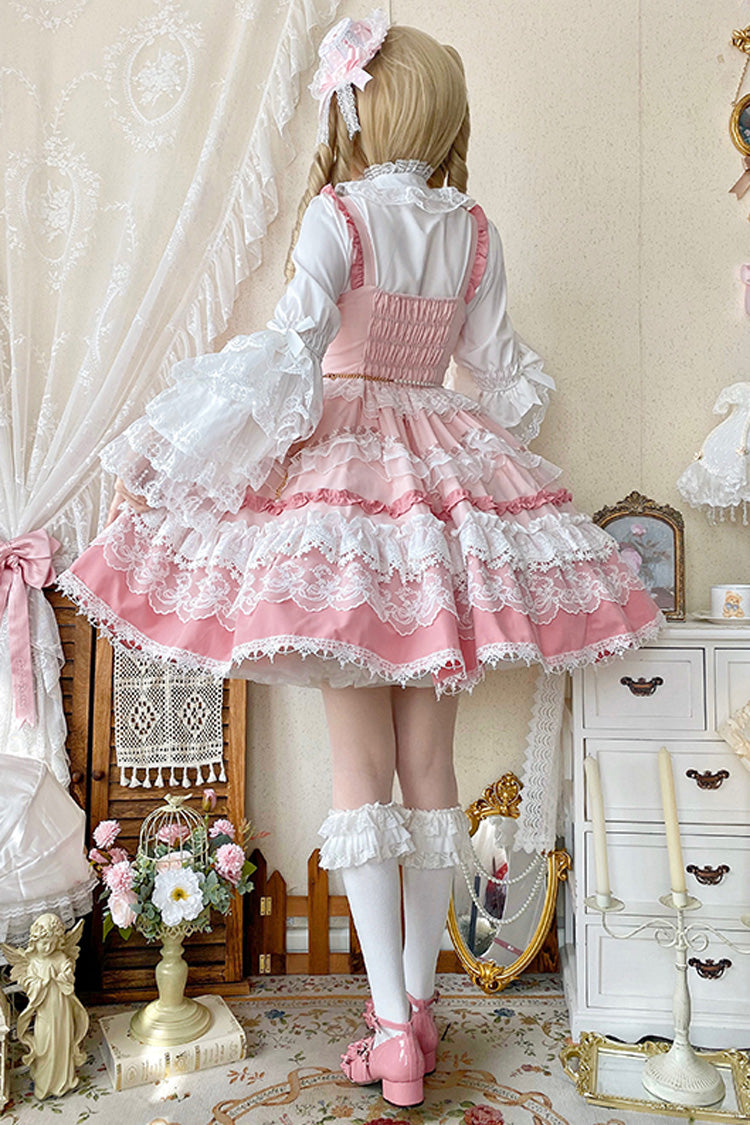 Blush Sleeveless Multi-Layer Ruffle Bow Lace Gorgeous Doll JSK Dress
