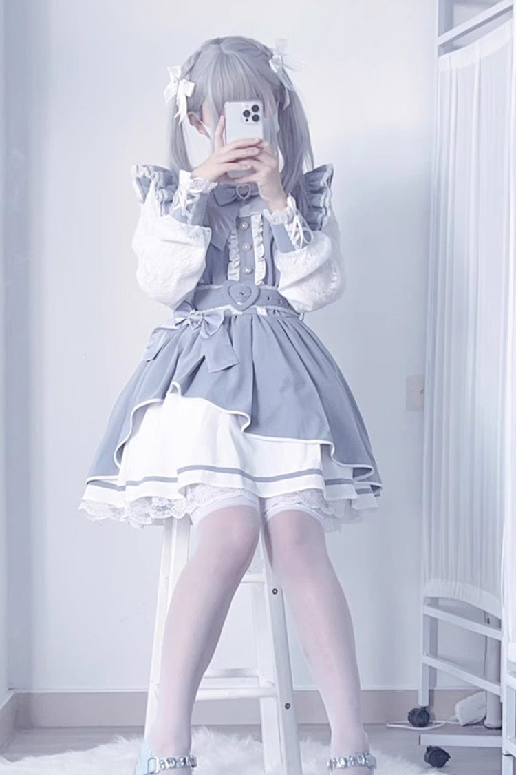 Little Idol Ruffle Bow Lace Asymmetric Jirai Kei Dress 6 Colors