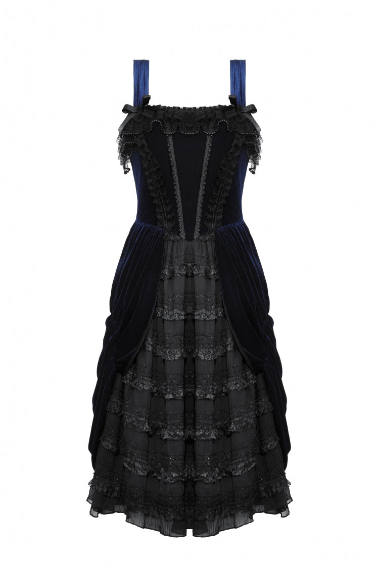 Sleeveless Multi-Layered Ruffled Lace Gothic Slip Dress Wedding Dress
