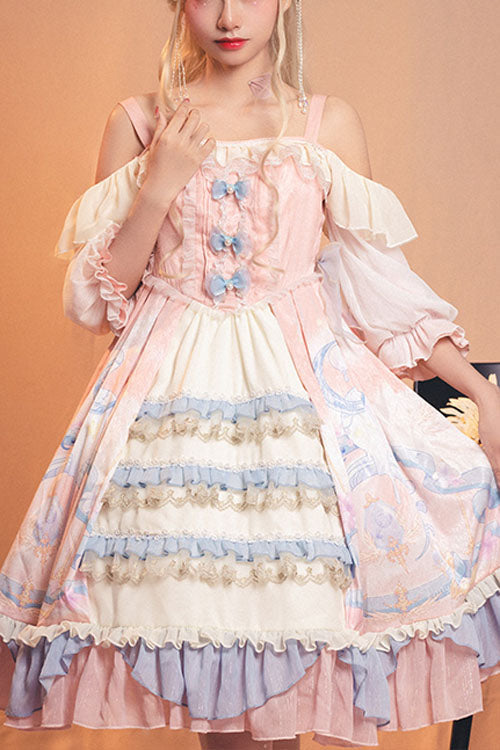 Cloud Bowknot Strapless Ruffled OP Gown