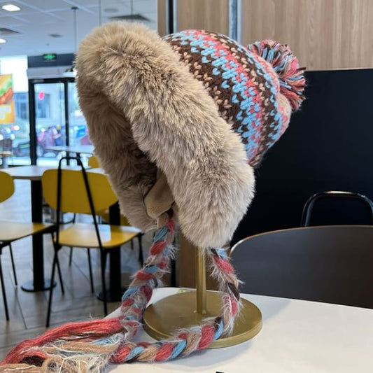 Faux Fur Pom Knit Hat