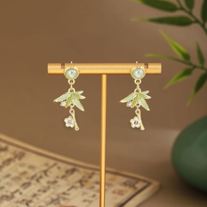 Faux Gemstone Dangle Earring - E6456 - 1 Pair - Gold &