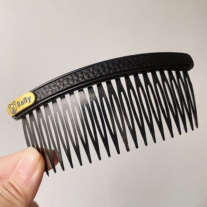 Faux Leather / Acrylic Hair Comb (Various Designs) - Black