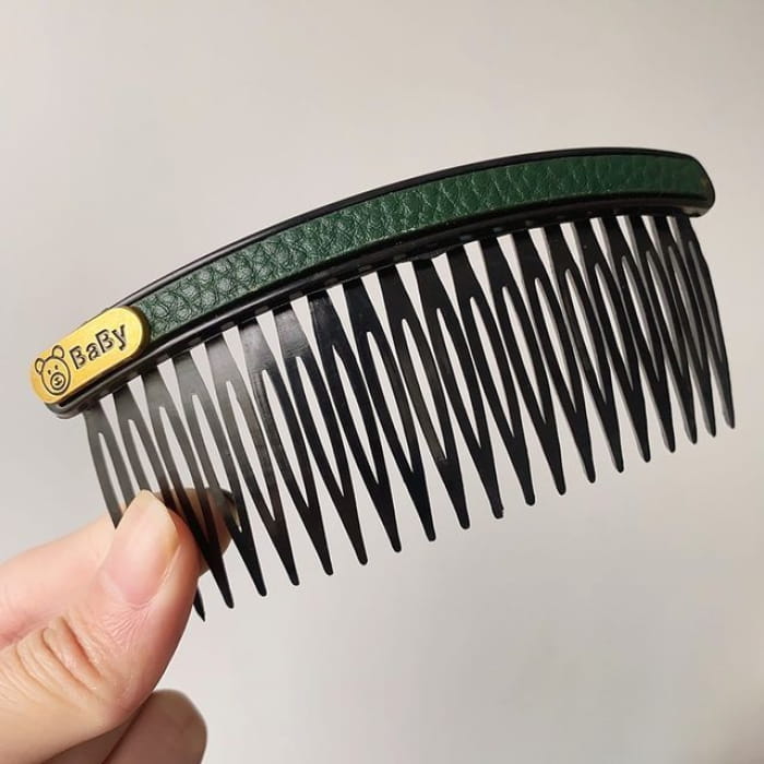 Faux Leather / Acrylic Hair Comb (Various Designs) - Green