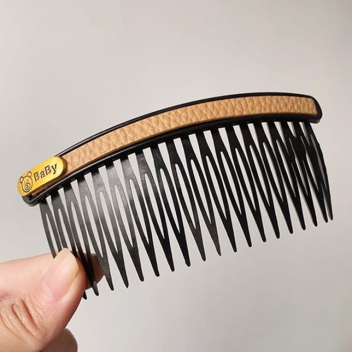 Faux Leather / Acrylic Hair Comb (Various Designs) - Khaki