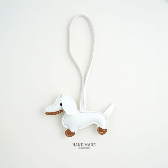 Faux-Leather Dachshund Bag Charm / Key Ring - 4-H140