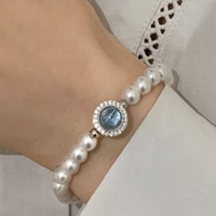 Faux Pearl Beaded Necklace / Bracelet - G21-34 - White &