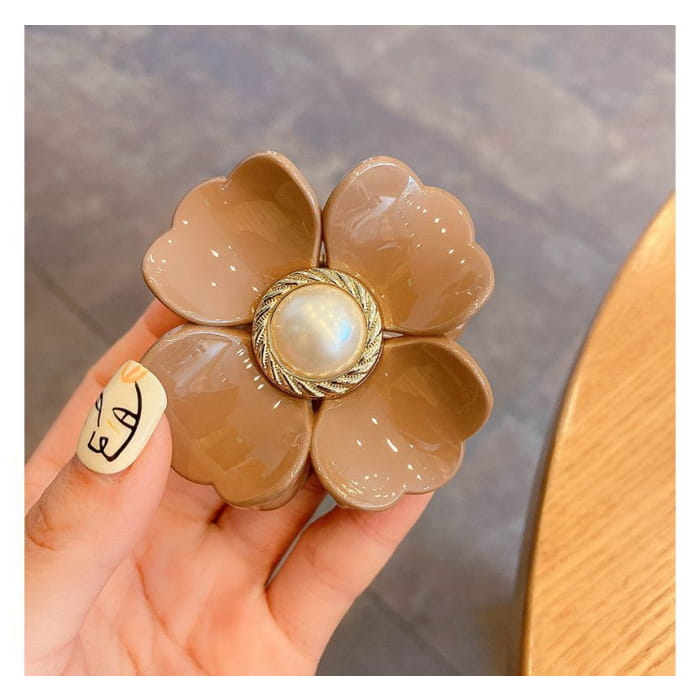 Faux Pearl Floral Hair Claw
