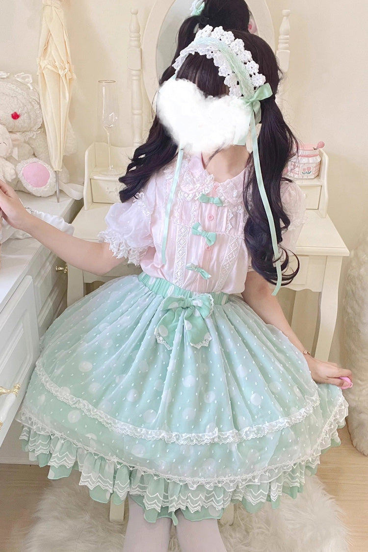 Printed Ruffled Bow Sweet Lolita Skirt