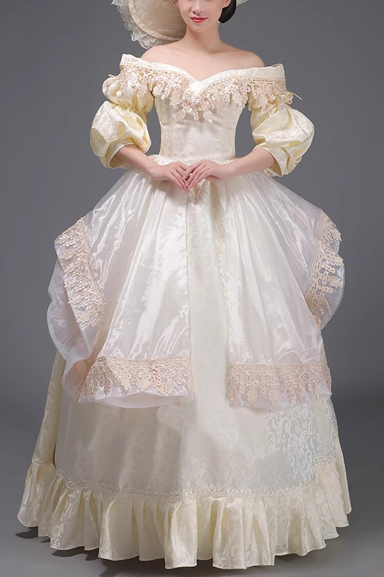 Champagne Ruffled Sweet Vintage Dress - Strapless Victorian