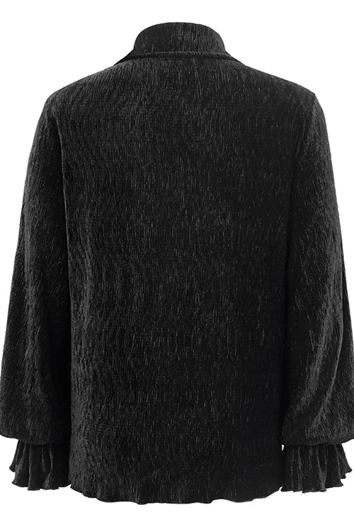 Ink Velvet Puff-Sleeve Gothic Blouse for Men