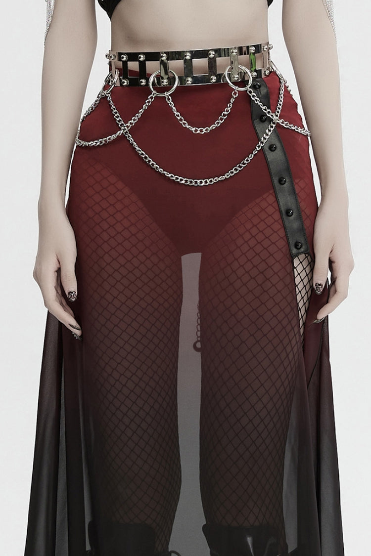 Punk Studded Metal Chain Belt for Women