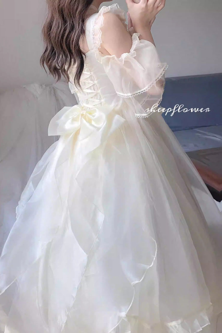 Spring Confession Ruffle Bow Mesh Sweet Lolita Jumper Dress 2 Colors