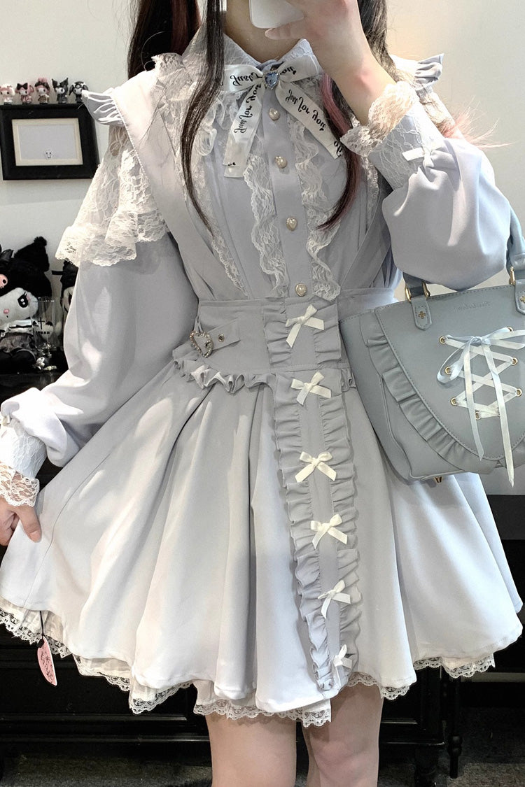 Dolls Only Ruffle Bow Lace Lace-Up Sweet Jirai Kei Strap Dress 4 Colors