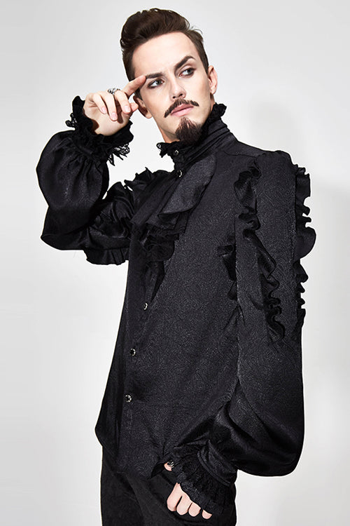 Midnight Vampire Gothic Blouse with Ruffled Sleeves