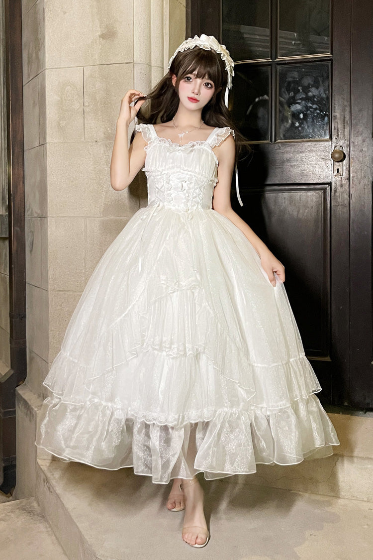 Ivory Moonlight Sonata Ruffle Cardigan Bow Lace Vintage Lolita JSK