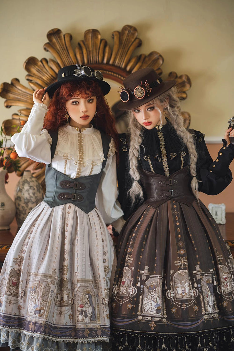 Elegant Ruffled Lolita Skirt with Demon Hunting Print