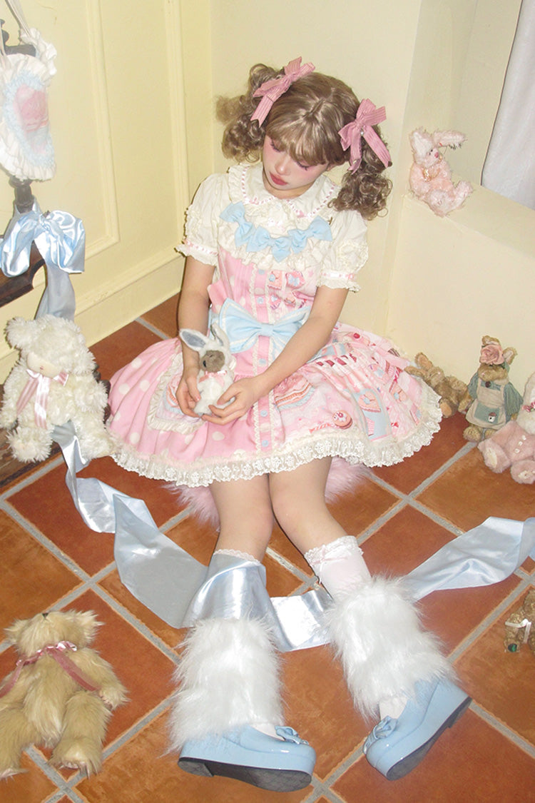 Dessert Print Bowknot Strap Sweet Dress