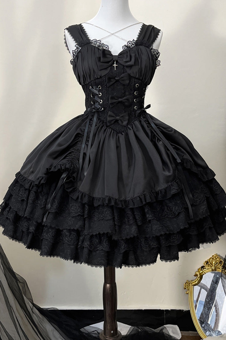 Jet Multi-Layered Bow Lace JSK Dress - Cross of Merit