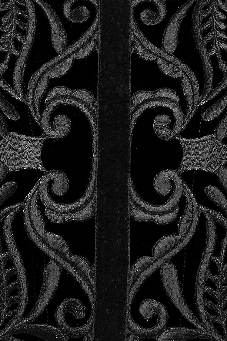 Gothic Corset with Lace-Up Zipper, Embroidered Women's Top