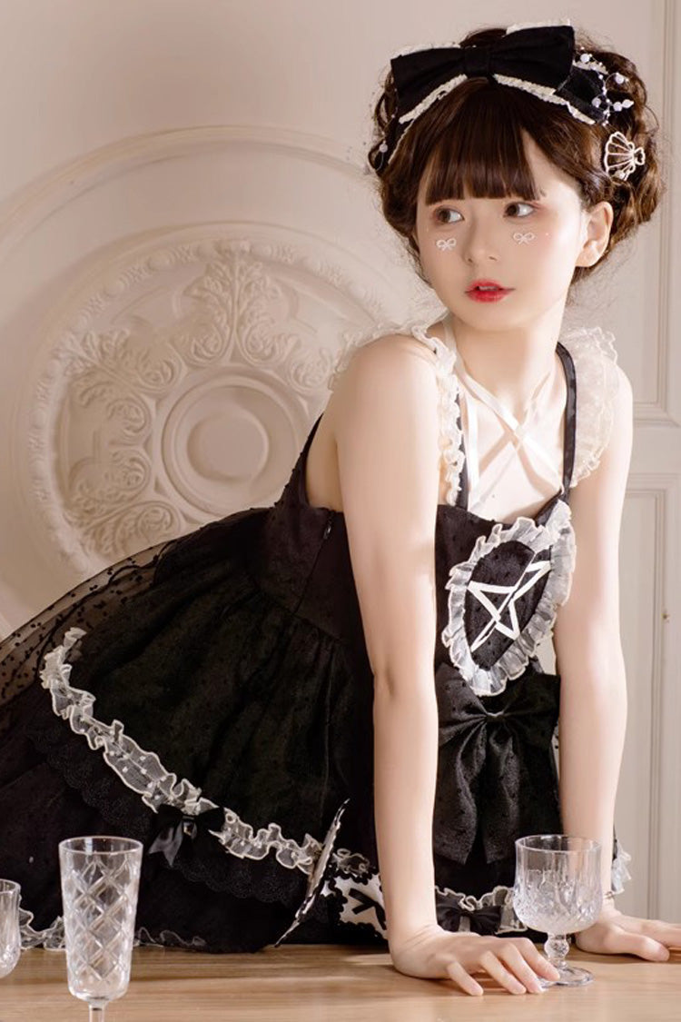 Jet Triple-Layer Jacquard Bowknot Sleeveless JSK - Du Meisha's Star Wish