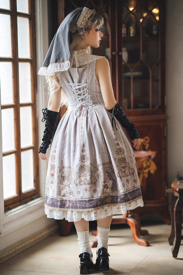 Sweet Lolita Jumper Dress with Ruffles & Demon Print