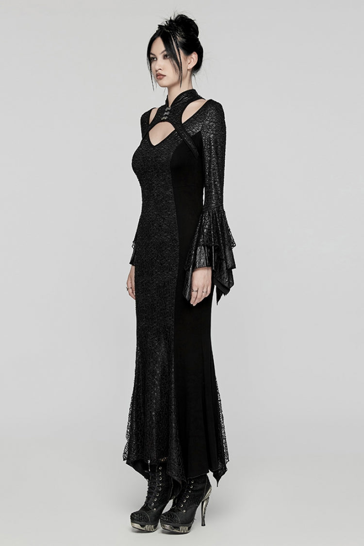 Gothic Dress with Cheongsam Collar Fishtail Hollow Design