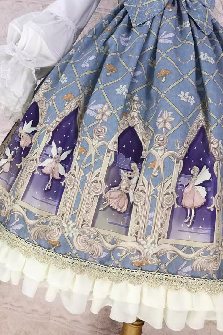 Elf Print JSK Dress with Ruffles, Bowknot, Sweet Lolita Style
