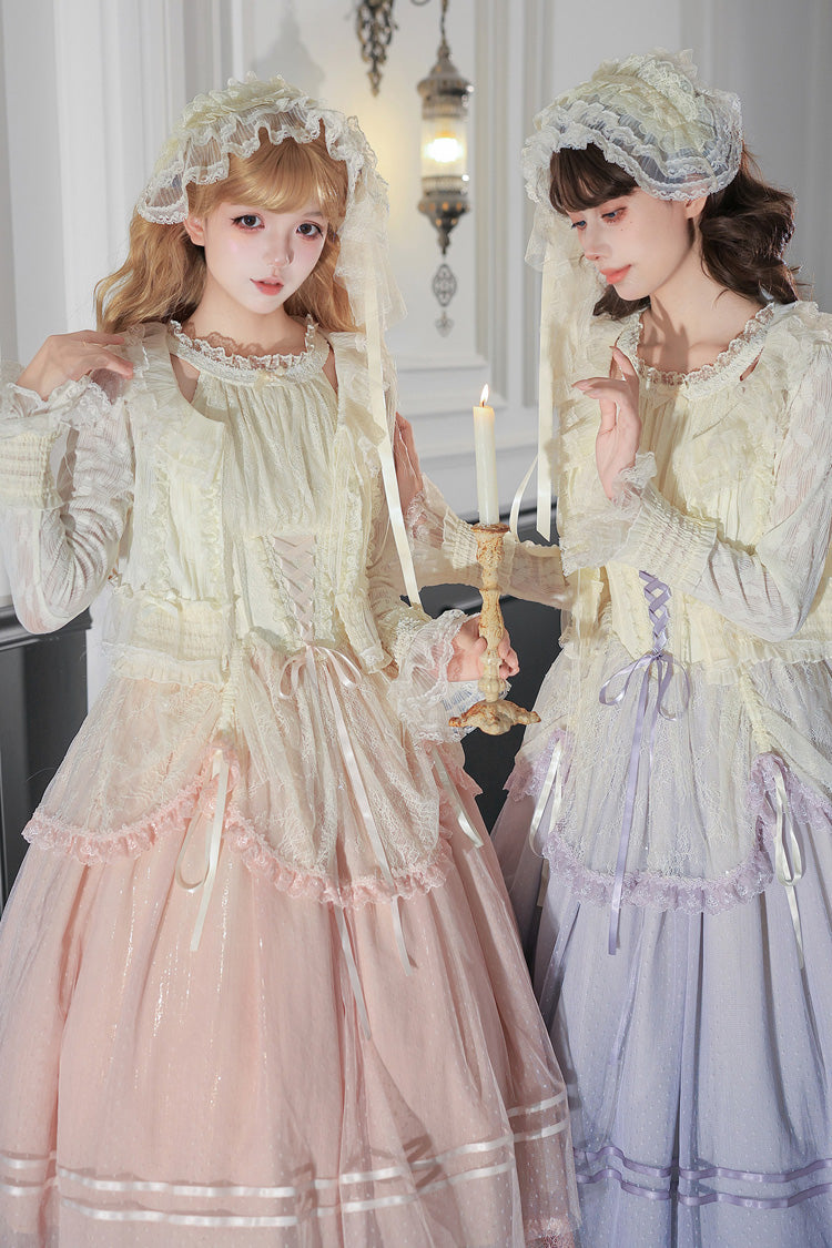 Halterneck Sleeveless Printed Lace Corset Lolita JSK Set