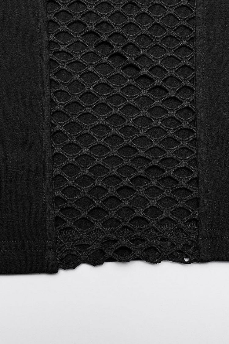 Hooded Steampunk Mesh Shirt with Stitching for Men