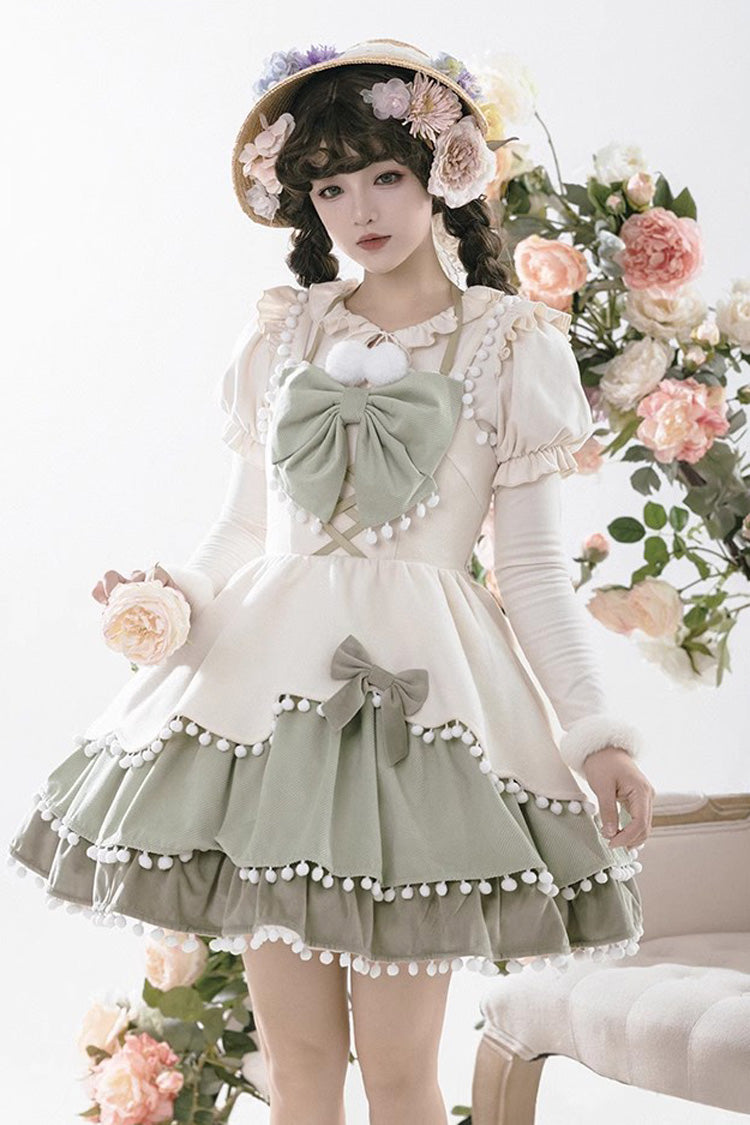 Confession Function Multi-Layer Ruffle Bowknot Color Block Sweet Lolita Jsk Dress
