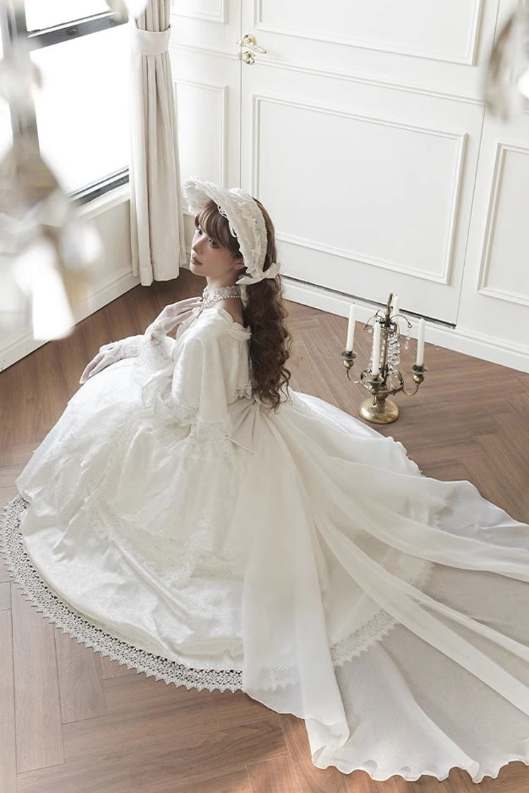 Ivory Sweet Dress with Trumpet Sleeves and Lace-Up Front - Cherish