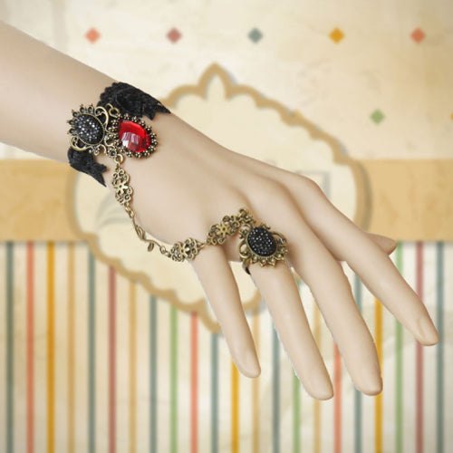 Vampire Lace Ruby Gothic Lolita Ring and Bracelet Set