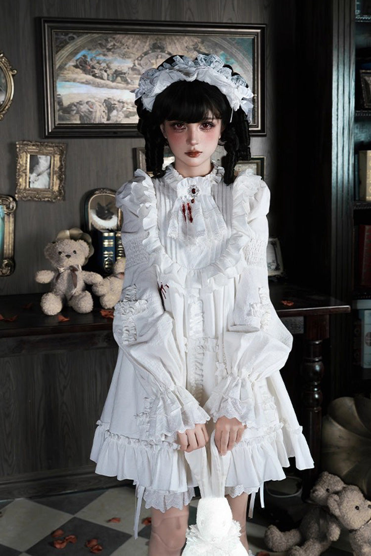 Ivory Gothic Dress Set with Hime Sleeves and Lace - Cross Doll