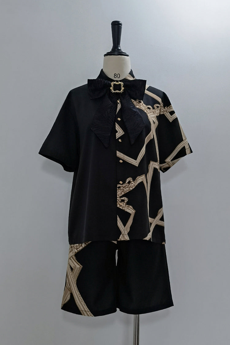 Ebony Ouji Prince Blouse with Print - Dream Void Mirror