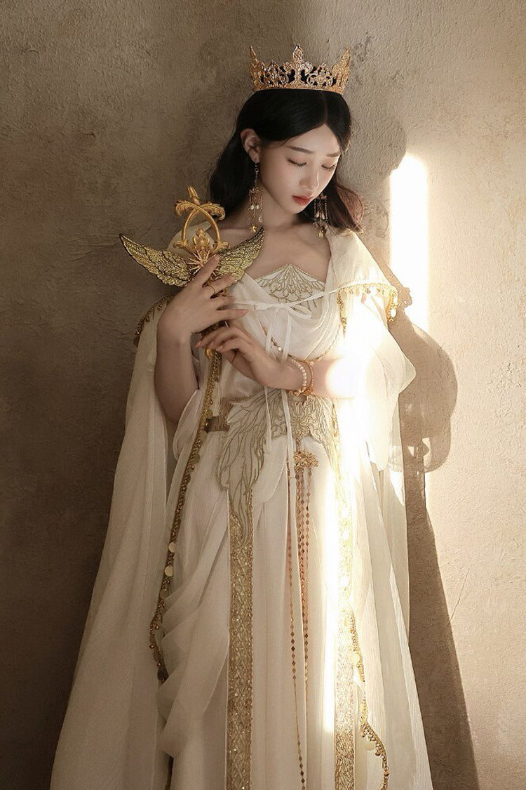 White Sleeveless Ruffled Gothic JSK Dress Set