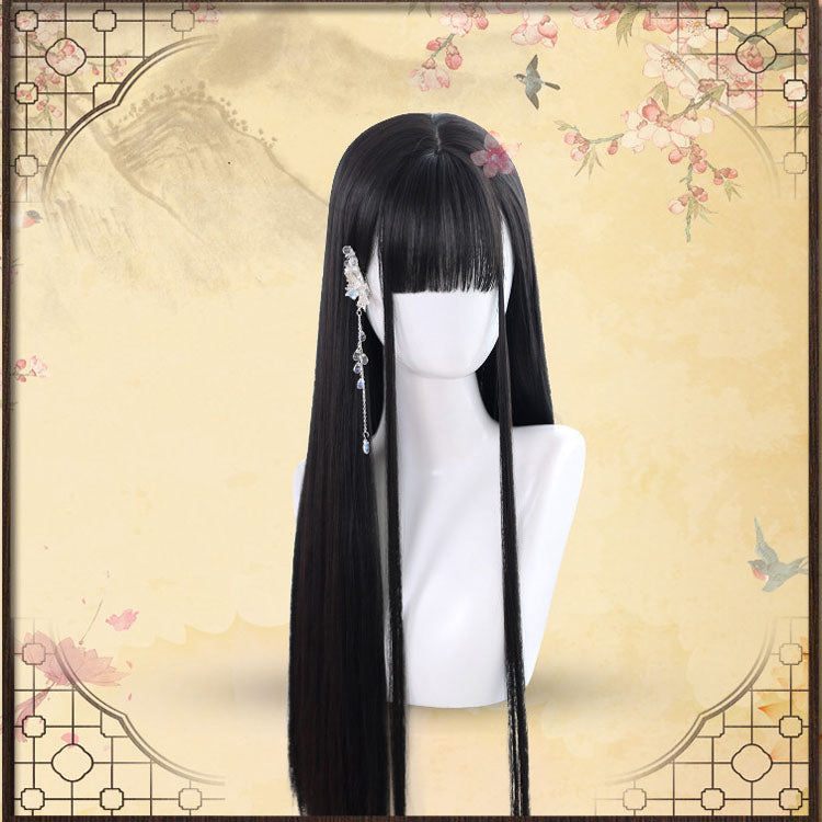 Vintage Chinoiserie Straight Lolita Wig, Natural Black